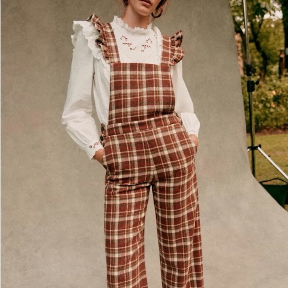 Sezane Plaid Wool Roy Jumpsuit size 34